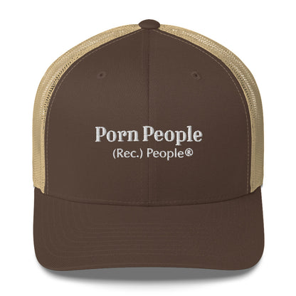 Porn People gorra trucker marrón/beige