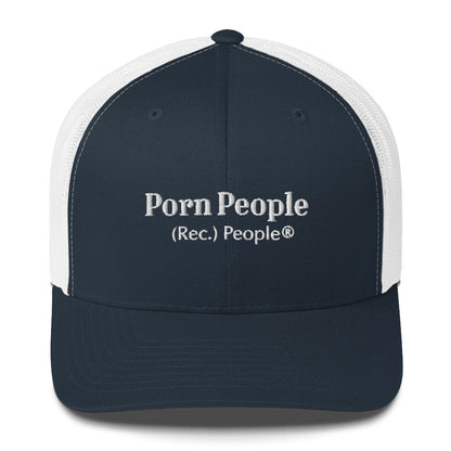 Porn People gorra trucker azul/blanca