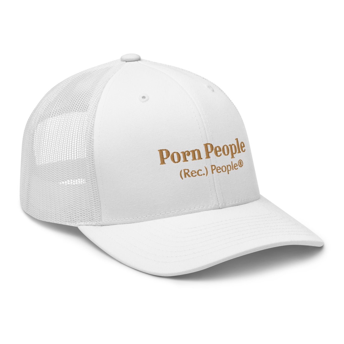 Porn People Gold Couture gorra trucker blanca