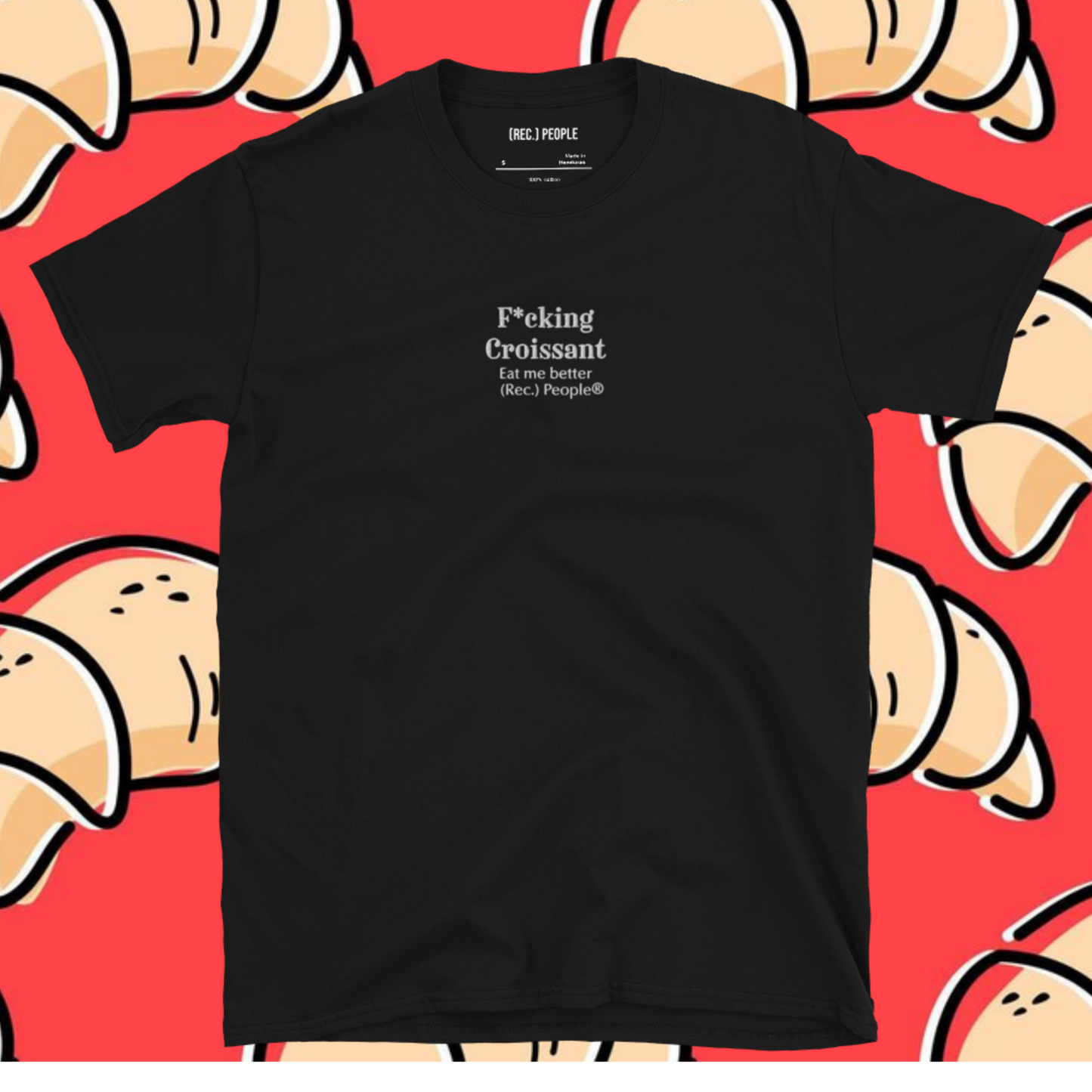 F*cking Croissant camiseta negra bordada